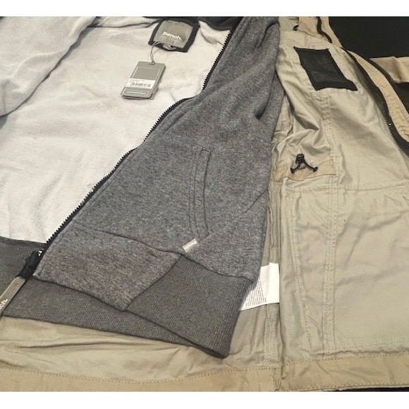 Bench UK Winter Hooded Tan Jacket Removable Inner Gray Hoodie NWT - Size L (10) - Picture 3 of 16